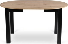 Zestaw Stół Okrągły Rozkładany HARRY 102-142 cm Dąb Artisan/Czarny i 4 Krzesła Tapicerowane BARI Granatowe Nowoczesne
