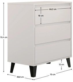 Komoda BOGAN 3S70, kremowa