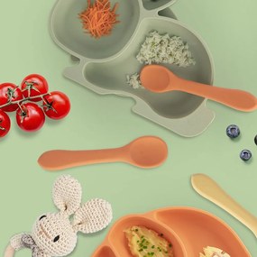 Pomarańczowa łyżeczka dla dzieci z silikonu – Orion