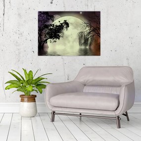 Obraz - Księżyc w pełni nad powierzchnią (70x50 cm)