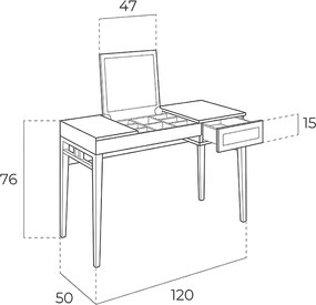 Szara toaletka z drewna i orzecha włoskiego z lustrem 7001 ANGEL CERDA