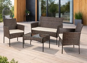Mały zestaw mebli ogrodowych technorattan Missisipi, brązowy/beżowy