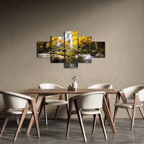 Obraz - Wodospady w jesiennym krajobrazie, żółty (125x70 cm)
