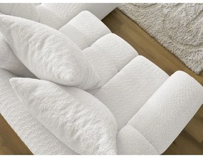 Biały rozkładany/ze schowkiem narożnik z materiału bouclé (prawostronny/z szezlongiem) Roxelane – Bobochic Paris