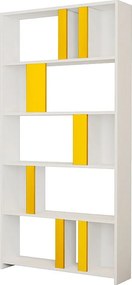 Półka Bohemian – 90 x 180 x 20 cm – biało-żółta – płyta wiórowa