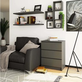 Komoda AKORD K60 Grafit Szary 60 cm 3 szuflady kolor Grafit Szary mat 60x40x77 cm