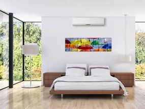 Obraz kolorowych parasoli (170x50 cm)