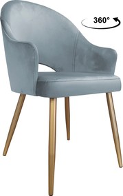 Krzesło Velvet tkanina Welur noga metalowa : Kolor nogi - Złota stożek, Kolor tkaniny - VELVET - BL06, Typ siedziska - Siedzisko obrotowe 360°