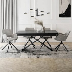 Stół Rozkładany Prostokątny VICTOR 160-240 cm Ceramiczny Czarny do Jadalni Loft