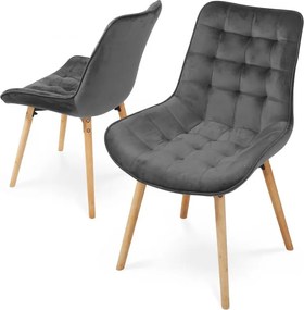 MIADOMODO Zestaw krzeseł do jadalni, ciemnoszary 2 sztuki