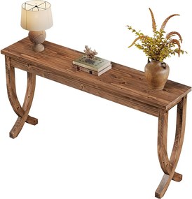 Konsola z litego drewna 160 cm, stół do przedpokoju w stylu rustykalnym, długi stolik kawowy