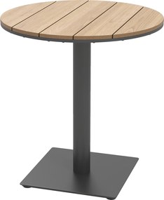 Outsunny Stół Ogrodowy Ø70 cm, Odporny na Warunki Atmosferyczne, Okrągły Balkonowy z Lamelami, Stalowy Ø70 x 74H cm, Drewno Naturalne