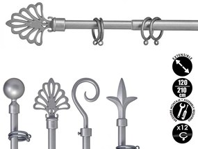 Szary metalowy karnisz VALANCE PLUM 120-210 cm