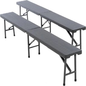 Zestaw 2 składanych ławek - antracytowo-szary, 180 cm