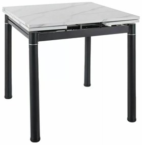 STÓŁ GD082 BIAŁY EFEKT MARMURU/CZARNY MAT 80(131)x80 SIGNAL