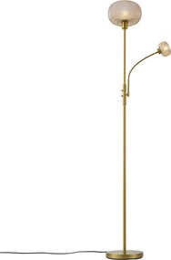 Smart vloerlamp messing met amber glas 2-lichts incl. Wifi - Brianna
