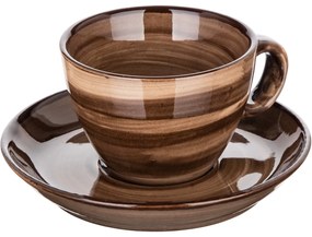 Banquet Zestaw 6 filiżanek ze spodkami Palas 90 ml, brązowy