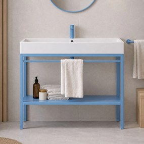 Zestaw umywalka z konglomeratu NAVI 70 x 45 cm + stojąca konsola NAVI Step | Różne kolory | Różne rozmiary : Kolor - Niebieski, Otwory na baterię - Dwa otwory, Rozmiar - 100 x 45 cm