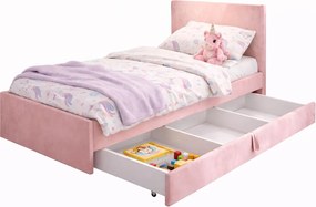 Różowe welwetowe łóżko dziewczęce R9-N20