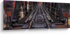 Obraz mostu kolejowego (z zegarem) (90x30 cm)