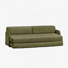 Sofa Rozkładana Dwuosobowa Z Weluru Pakowana Próżniowo Kyoto Sztruks Zieleń Army - Sklum