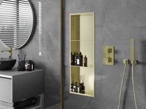 Mexen X-Wall-R półka wnękowa z kołnierzem i półką 90 x 30 cm, złota szczotkowana - 1950903010S