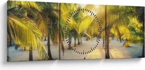 Obraz - Kobieta w palmach (z zegarem) (90x30 cm)