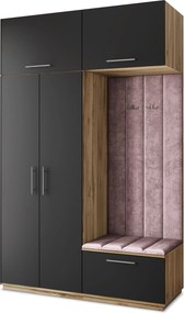 Masseno Garderoba REMA 150/240/60 cm Nowoczesna Szafa do Przedpokoju Dąb wotan, MONOLITH 62 (Wrzosowy)