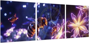 Obraz - Bee Meadow III. (z zegarem) (90x30 cm)
