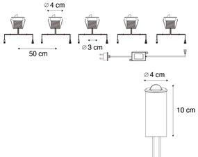 Zewnetrzna Zestaw 5 Nowoczesnych reflektorów gruntowych czarnych z LED IP67 - Linsey Nowoczesny Oswietlenie zewnetrzne
