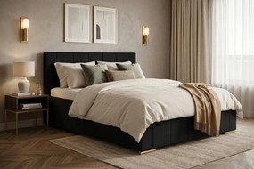 Łóżko KAMI 140x200 cm Czarny Z materacem