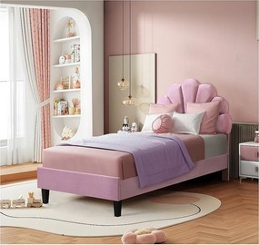 Łóżko pojedyncze z aksamitu "Manon" Różowe 90x190cm - Eleganckie i wygodne