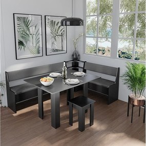 Grupa ławek narożnych czarny 210x150x80 roman