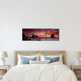 Obraz zachodu słońca na wybrzeżu (z zegarem) (90x30 cm)
