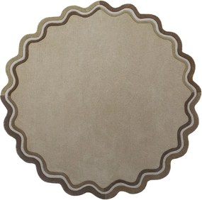 Wełniany okrągły dywan tkany ręcznie w naturalnym kolorze ø 180 cm Leo Scallop – Flair Rugs