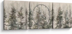 Obraz - Pine forest I., aquarel (z zegarem) (90x30 cm)