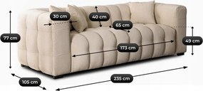 Sofa MODERNO 3S Trzyosobowa Kremowa Nowoczesna