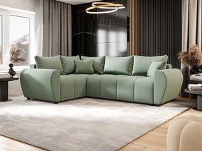 BEDANTE narożnik MOLISA L PLUS Cosmic 16 lewa jasnozielony z funkcją spania sofa w kształcie litery L z pojemnikiem na pościel