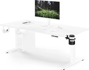 Biurko elektryczne z regulacją wysokości ergonomiczne białe,1600x800 mm: ARIA