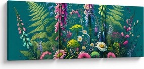 Obraz - Kwiaty łąkowe (z zegarem) (90x30 cm)