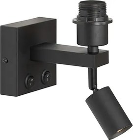 Nowoczesna lampa ścienna czarna z lampką do czytania - Brescia