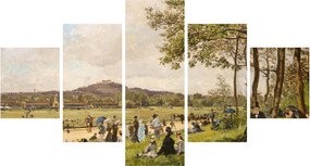 Obraz - French 19th Century, Race Course at Longchamps, reprodukcje (125x70 cm)