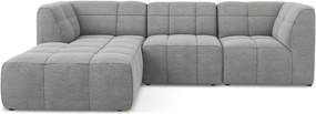 Szary narożnik z materiału bouclé (lewostronny/z szezlongiem) Aloha – Makamii