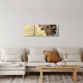 Obraz lwiątka (z zegarem) (90x30 cm)