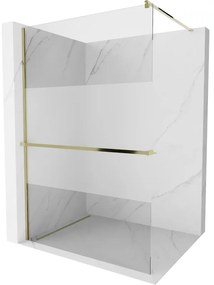 Mexen Kioto+ ścianka prysznicowa z półką Walk-in 110 x 200 cm, transparent/szron, złota - 800-110-121-50-35