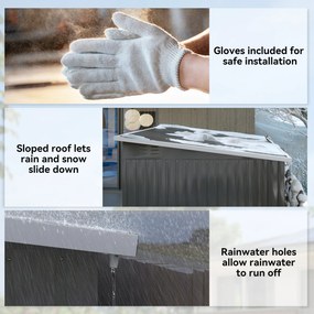 Outsunny Metalowy schowek na narzędzia ogrodowe, z oknem, szerokie drzwi, 260 x 177 x 190 cm, Ciemnoszary