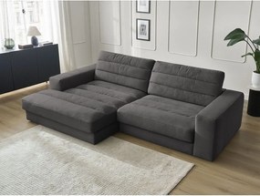 Antracytowy aksamitny narożnik (lewostronny/z szezlongiem) Sierra – Bobochic Paris