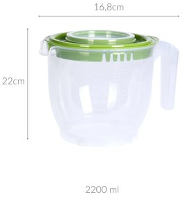 Miska do miksowania z pokrywką, pojemnik z miarką, 2200 ml