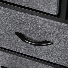 HOMCOM Komoda z 8 Szufladami z Tkaniny, 2 Duże, 6 Małe, Ramą Metalową, Zabezpieczenie Przed Przewróceniem, Szara