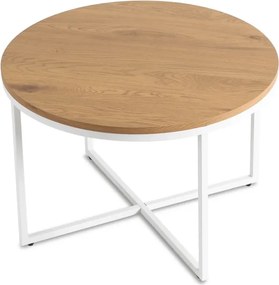 Stolik Kawowy HANTEL 70 cm Dąb Złoty/Biały Skandynawski